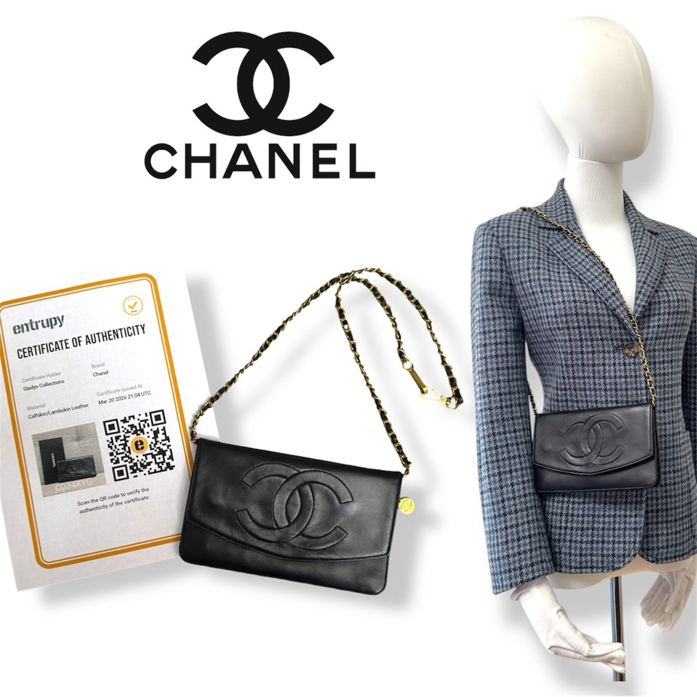 ❌SOLD❌Chanel CC Lambskin Wallet Clutch Black Gold Pristine WOC StyleAuthenticate - Picture 3 of 17